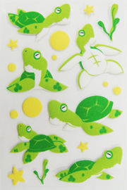 autocollants dimensionnels d'album au bébé 3D, petits autocollants animaux de tortue verte