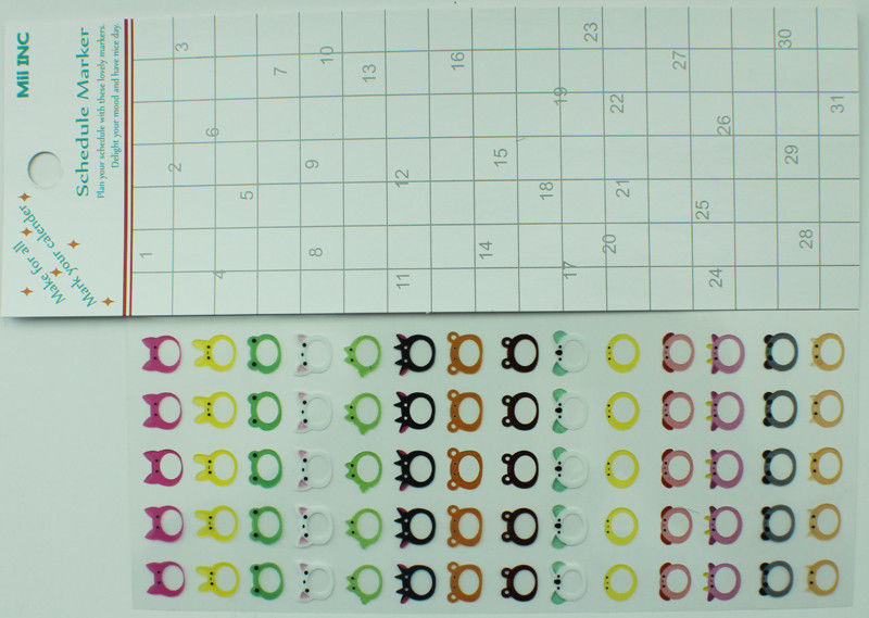 Les autocollants colorés de rappel de calendrier pour le programme imperméabilisent le matériel de vinyle