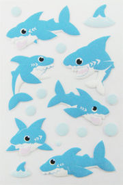 Bleu animal gonflé de requin de bande dessinée des autocollants DIY 3D de mousse non toxique coloré