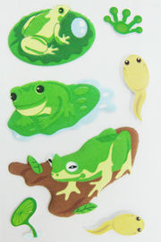Le PVC brouillé mou badine la forme vert clair de grenouille de bande dessinée d'autocollants gonflés écologique